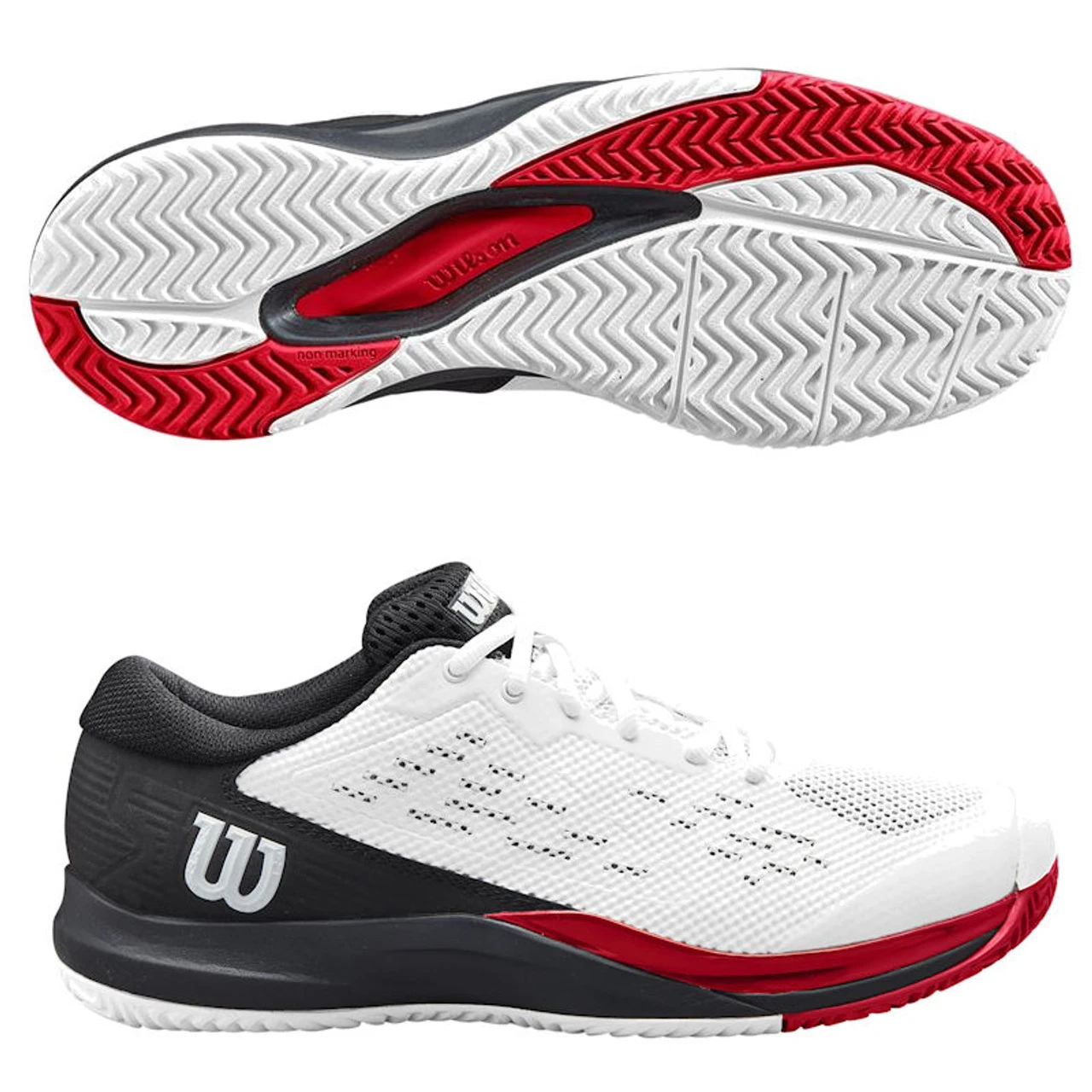 Wilson Rush Pro Ace Men 2E Wide, White/Black/Poppy 1 Wilson Rush Pro Ace Men 2E Wide, White/Black/Poppy