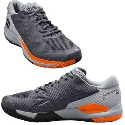 Wilson Rush Pro Ace Men 2E Wide, Gray/Orange -Thorlo shop WRS328660B 23385.1666295242